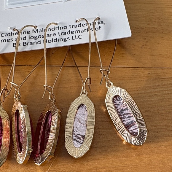 Catherine Malandrino Shades of Pink Dangle Earrings Set of 3 NEW Gold Tone hooks - Picture 5 of 8